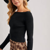 Westside Off the Shoulder Knit Top | Black