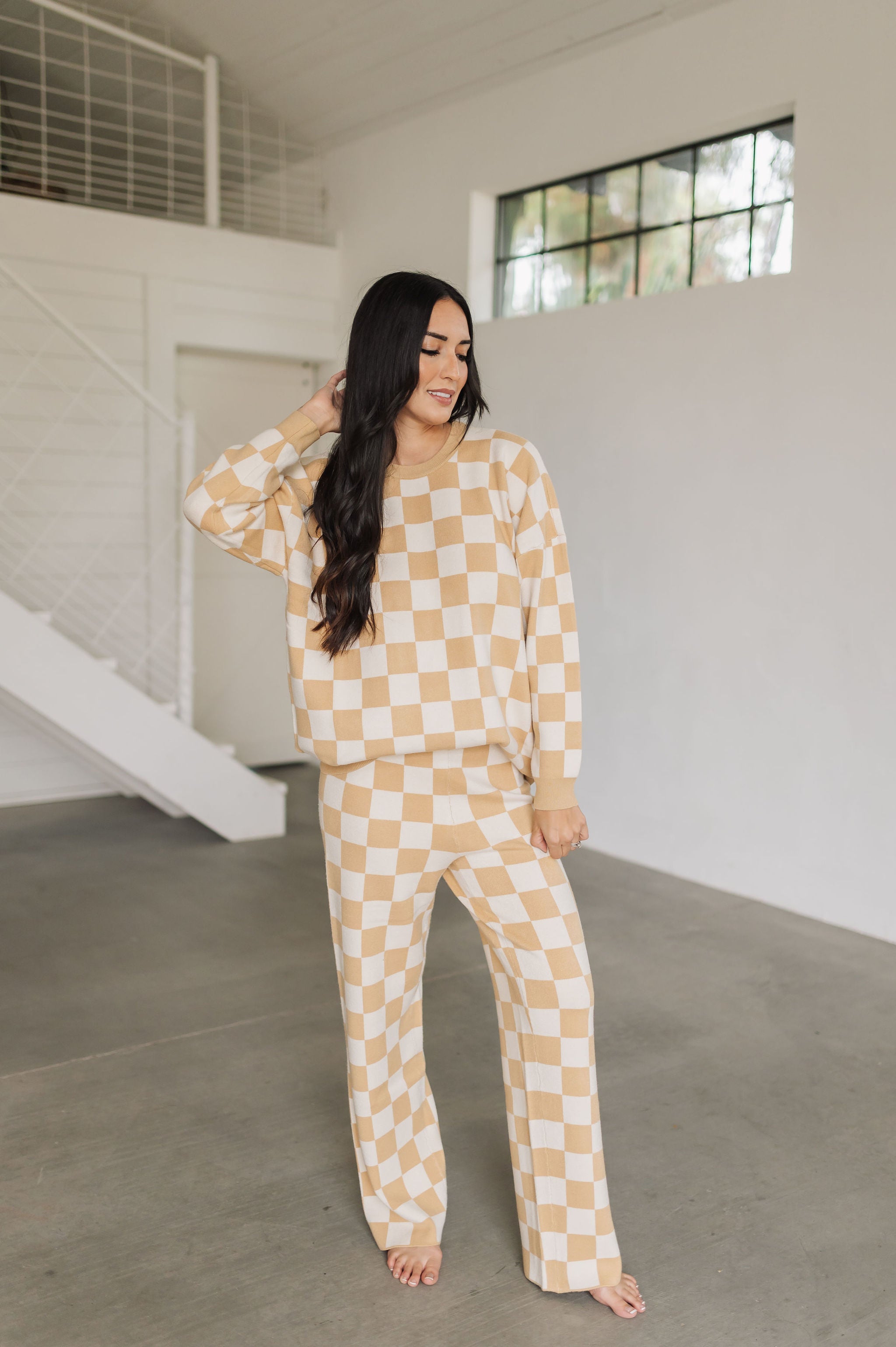 The Zermatt Sweater Pant | Tan Checker Knit | Show Me Your Mumu- FINAL ... The Zermatt Sweater Pant | Tan Checker Knit | Show Me Your Mumu- FINAL ...
