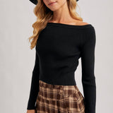 Westside Off the Shoulder Knit Top | Black