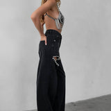 Kelsey Embellished Black Denim Mid-Rise Jeans