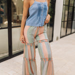 Front view of Blue Ridge Button Down Chambray Tank in blue denim with thin straps, button-down front, and pin tuck  details.