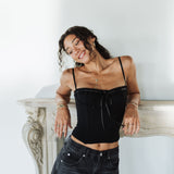 Kelsey Embellished Black Denim Mid-Rise Jeans