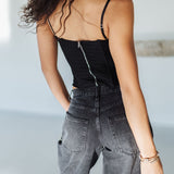 Kelsey Embellished Black Denim Mid-Rise Jeans