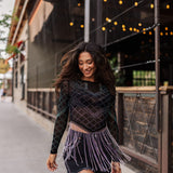 The Starlit Fringe Mesh Top
