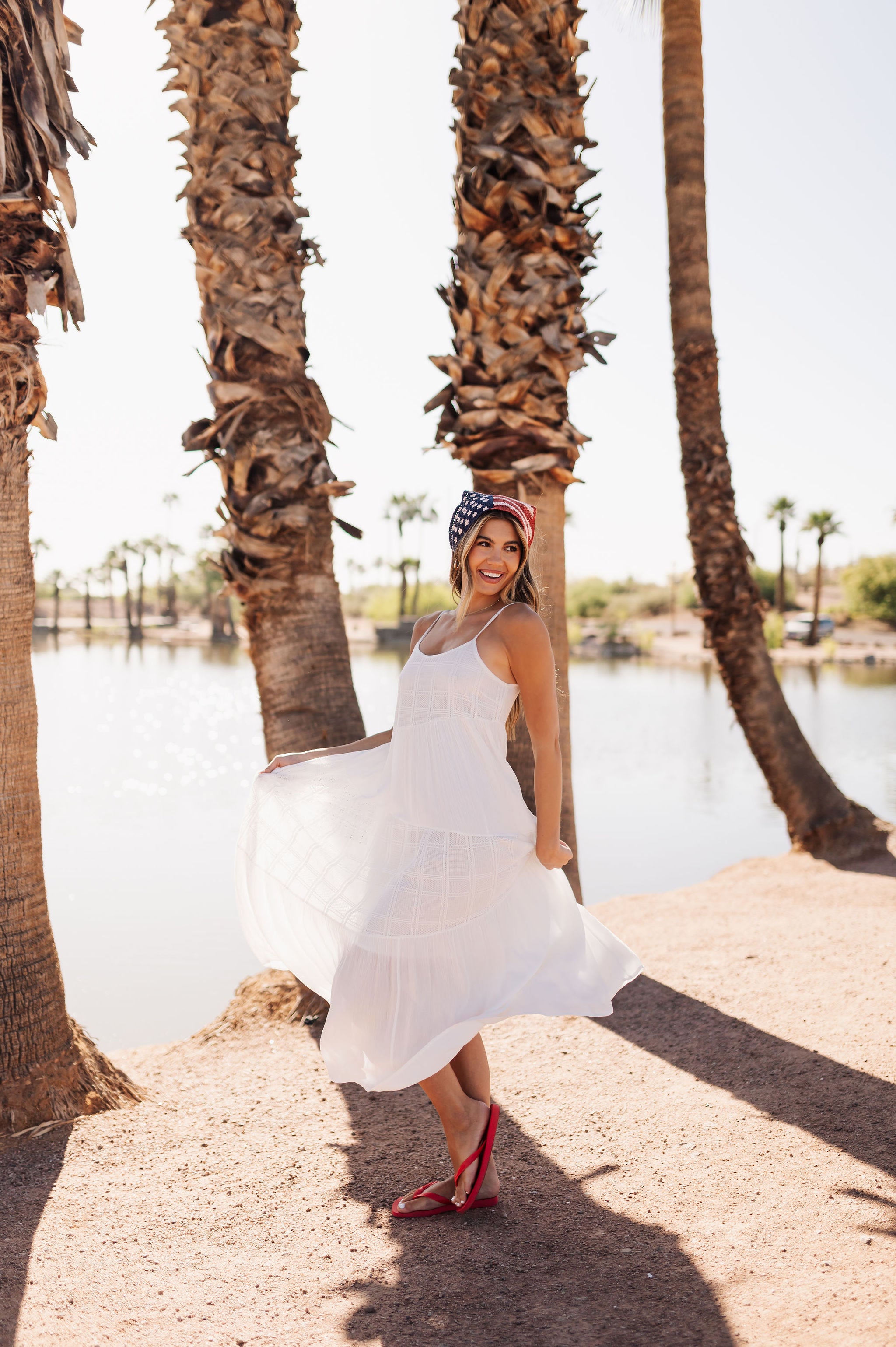 Side view of Betsy Lace Contrast Maxi Dress in white. 