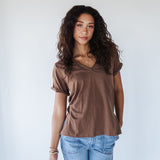 Zoie Chocolate V-Neck Tee