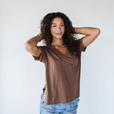 Zoie Chocolate V-Neck Tee