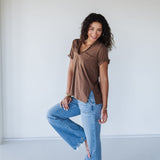Zoie Chocolate V-Neck Tee