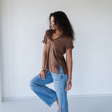 Zoie Chocolate V-Neck Tee