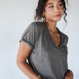 Zoie Heather Grey V-Neck Tee