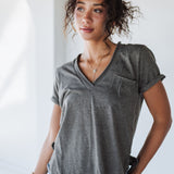 Zoie Heather Grey V-Neck Tee