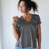 Zoie Heather Grey V-Neck Tee