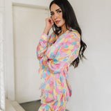 Side view of Early Riser PJ Set with candy heart graphic.