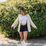 The Sierra Fringe Jacket | Cream Faux Suede | Show Me Your Mumu