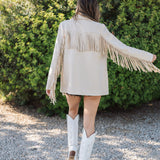 The Sierra Fringe Jacket | Cream Faux Suede | Show Me Your Mumu