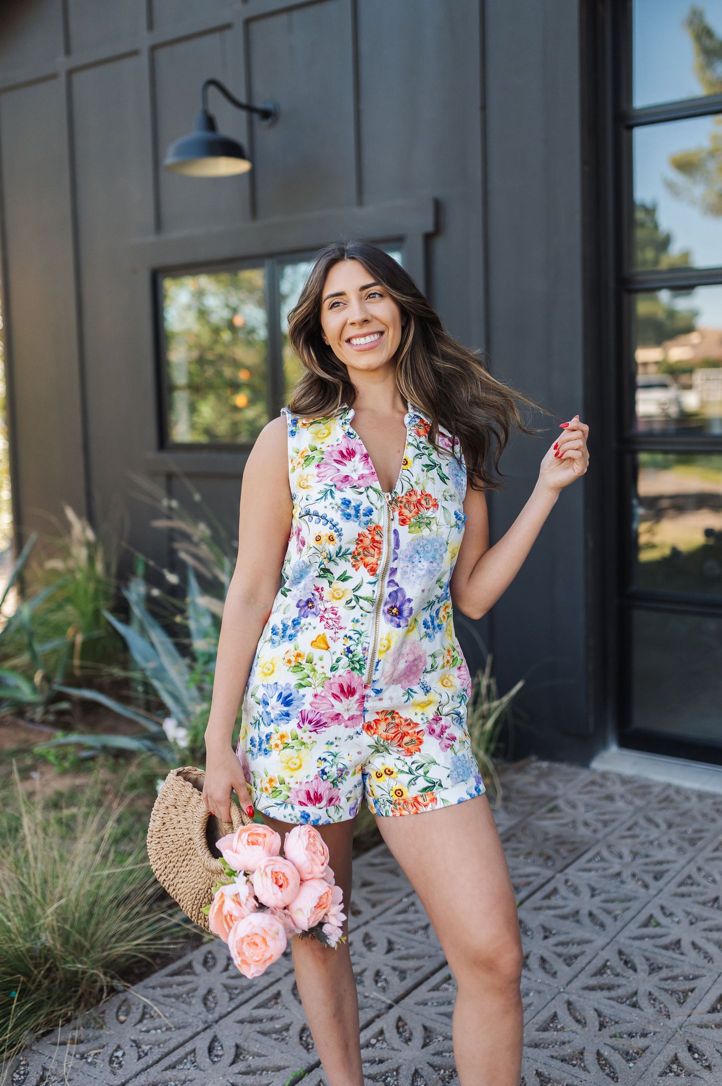 The Reno Romper | Ivory Botanical Floral Denim | Show Me Your Mumu ... The Reno Romper | Ivory Botanical Floral Denim | Show Me Your Mumu ...