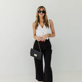 The Chloe Pleat Linen Pant | Faded Black | Rollas Jeans -FINAL SALE