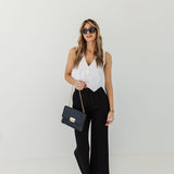 The Chloe Pleat Linen Pant | Faded Black | Rollas Jeans -FINAL SALE