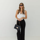 The Chloe Pleat Linen Pant | Faded Black | Rollas Jeans -FINAL SALE