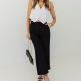 The Chloe Pleat Linen Pant | Faded Black | Rollas Jeans -FINAL SALE