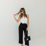 The Chloe Pleat Linen Pant | Faded Black | Rollas Jeans -FINAL SALE