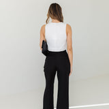 The Chloe Pleat Linen Pant | Faded Black | Rollas Jeans -FINAL SALE