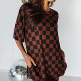 The Ribbed Checkered Print Set | Black Mocha