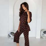 The Ribbed Checkered Print Set | Black Mocha