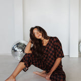 The Ribbed Checkered Print Set | Black Mocha