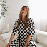 The Ribbed Checkered Print Set | Black White