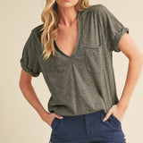 Zoie Heather Grey V-Neck Tee