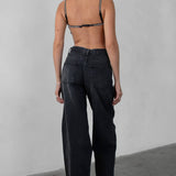 Kelsey Embellished Black Denim Mid-Rise Jeans