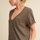 Zoie Chocolate V-Neck Tee