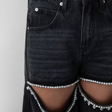 Kelsey Embellished Black Denim Mid-Rise Jeans